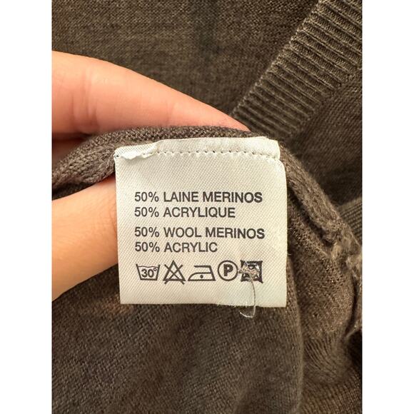 HAMMER MADE | Merino Wool Blend Brown Button-Front Cardigan Sweater | Size XL - Picture 6 of 7